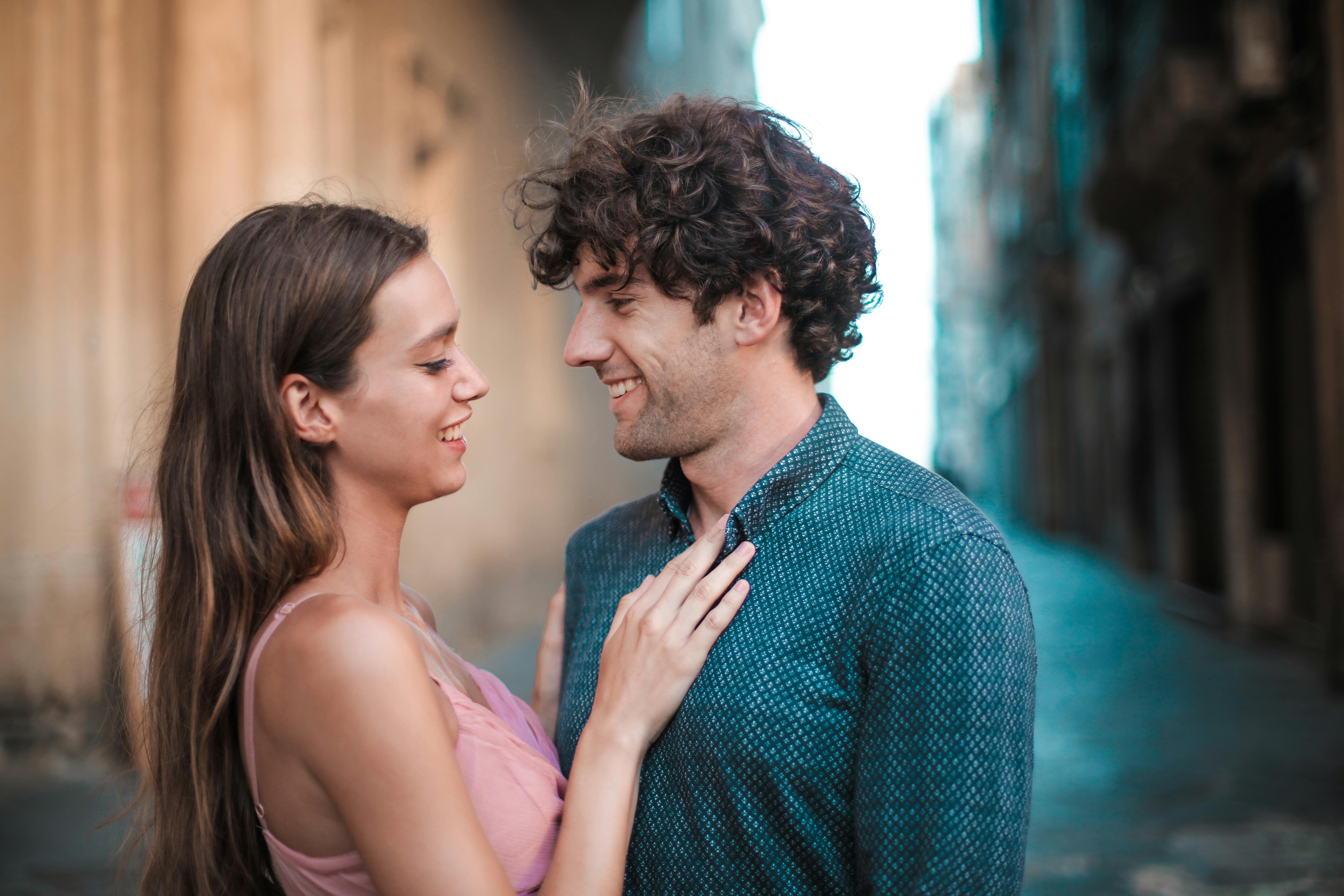 couple looking at each other affectionately