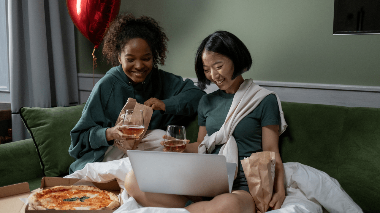 Friends celebrating Valentine’s Day together promoting mental health and belongingness