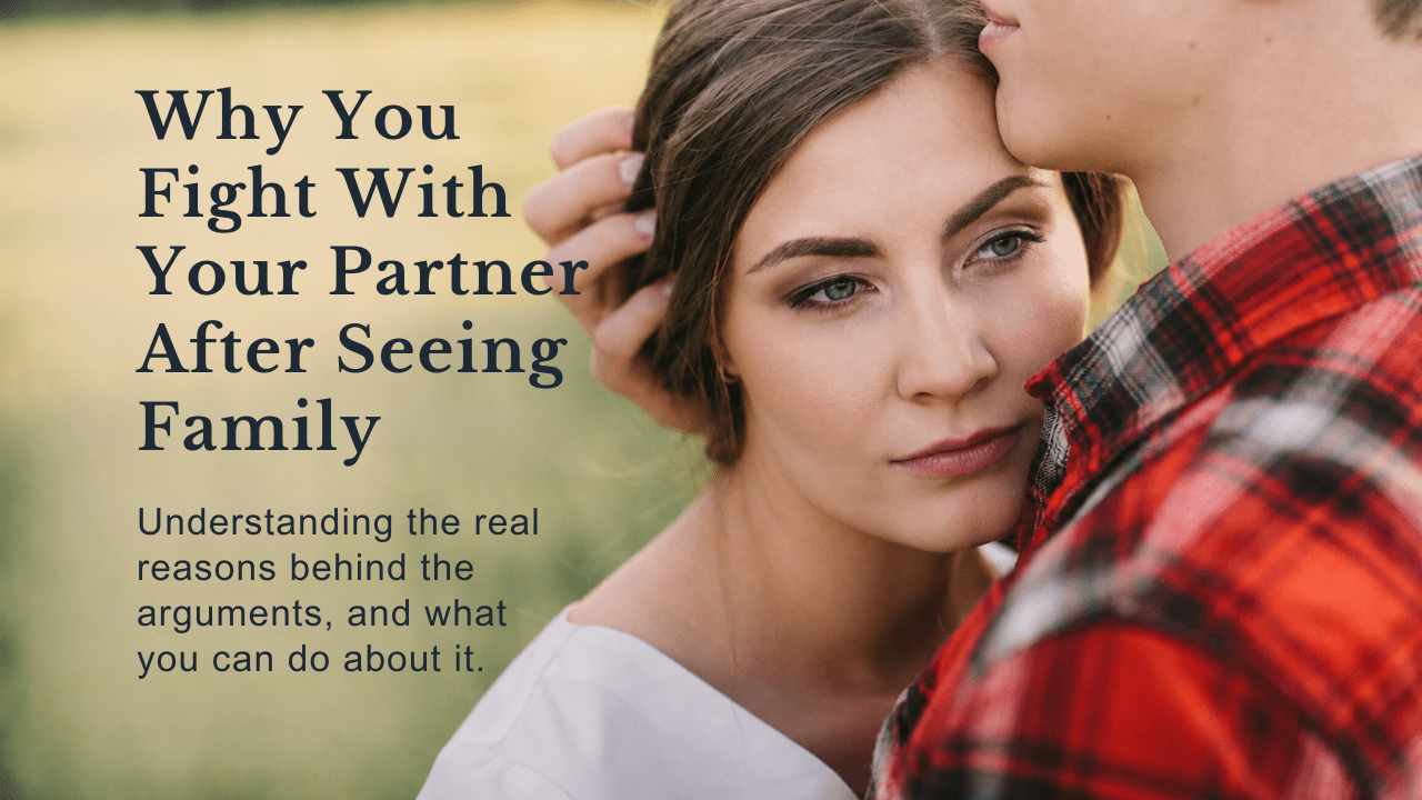 Couple embracing after a family visit, reflecting relationship tension